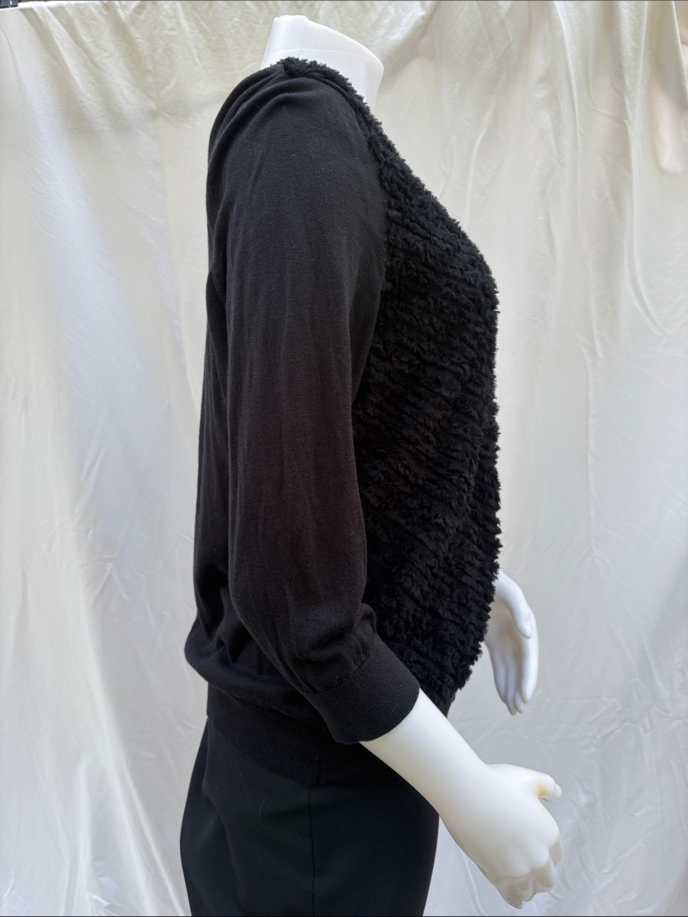 Talbots Black Ruffle-Textured Button Cardigan - Picture 9 of 10